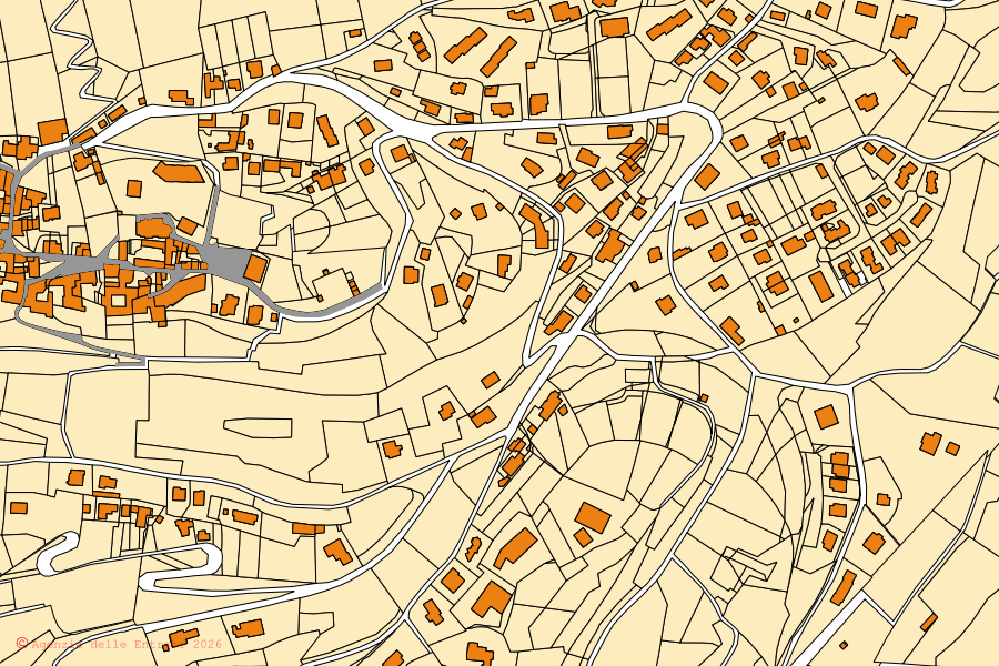 Mappa catastale del centro di Castelmarte: particelle e fabbricati, cartografia Agenzia delle Entrate
