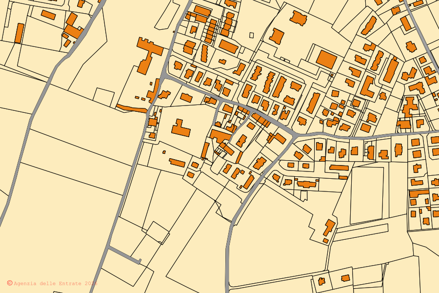 Mappa catastale del centro di Castelnuovo del Garda: particelle e fabbricati, cartografia Agenzia delle Entrate