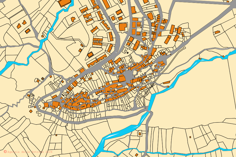 Mappa catastale del centro di Castelnuovo di Conza: particelle e fabbricati, cartografia Agenzia delle Entrate