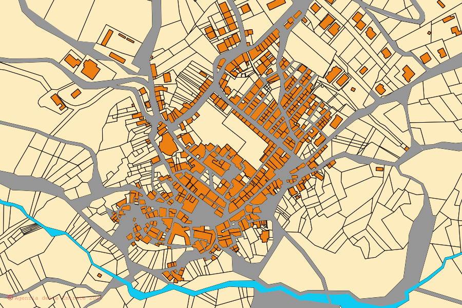 Mappa catastale del centro di Castelpagano: particelle e fabbricati, cartografia Agenzia delle Entrate