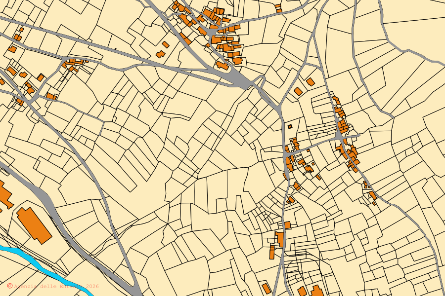 Mappa catastale del centro di Castelsantangelo sul Nera: particelle e fabbricati, cartografia Agenzia delle Entrate