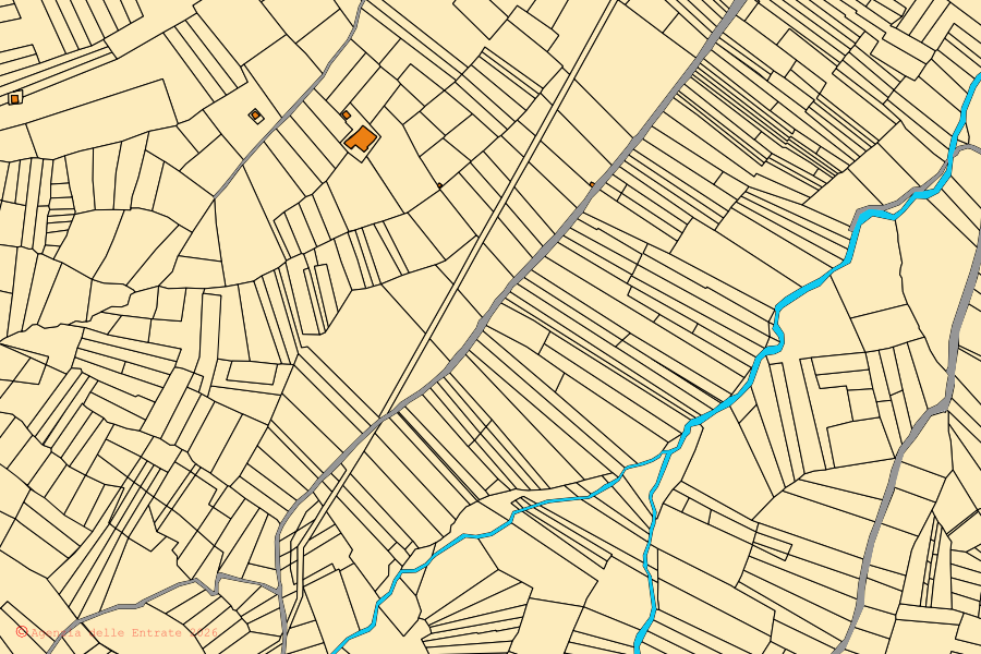 Mappa catastale del centro di Castelvecchio Subequo: particelle e fabbricati, cartografia Agenzia delle Entrate