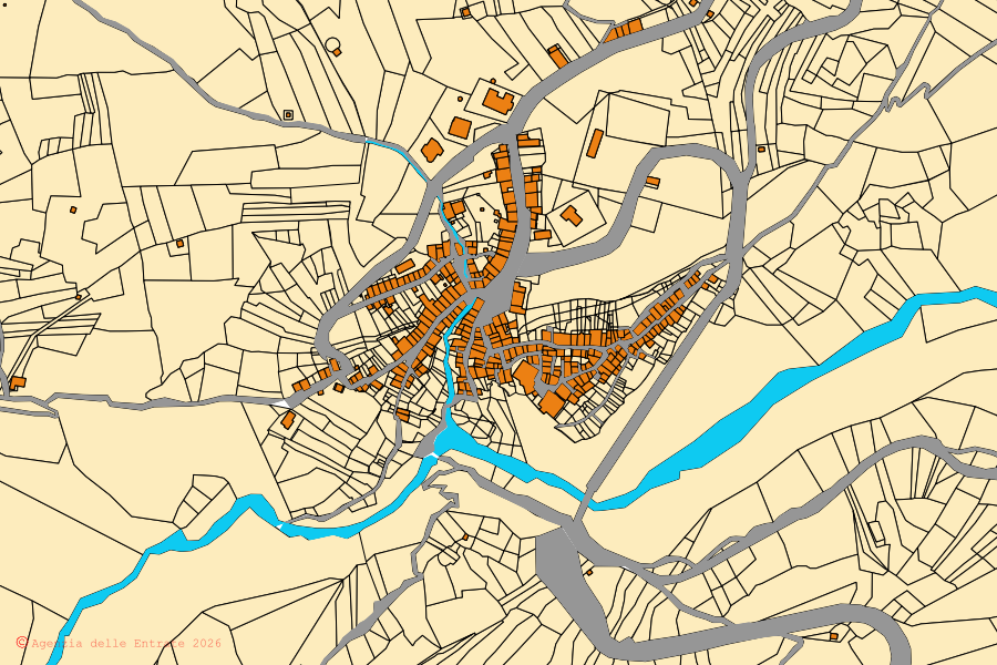 Mappa catastale del centro di Castelverrino: particelle e fabbricati, cartografia Agenzia delle Entrate