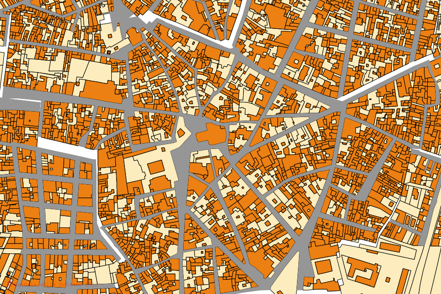Mappa catastale del centro di Castelvetrano: particelle e fabbricati, cartografia Agenzia delle Entrate