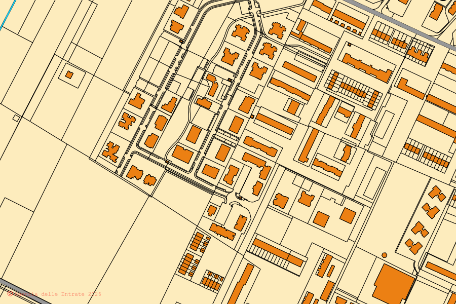 Mappa catastale del centro di Castenaso: particelle e fabbricati, cartografia Agenzia delle Entrate