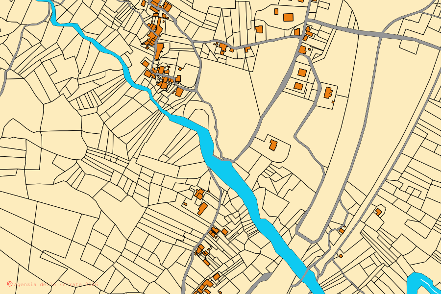 Mappa catastale del centro di Castiglione a Casauria: particelle e fabbricati, cartografia Agenzia delle Entrate