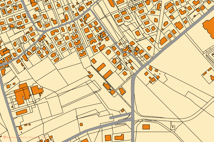 Mappa catastale del centro di Castiglione del Lago: particelle e fabbricati, cartografia Agenzia delle Entrate