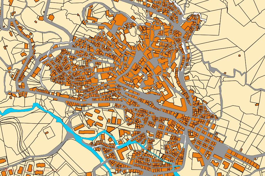 Mappa catastale del centro di Castiglione di Sicilia: particelle e fabbricati, cartografia Agenzia delle Entrate
