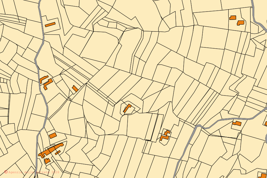 Mappa catastale del centro di Castiglione Tinella: particelle e fabbricati, cartografia Agenzia delle Entrate