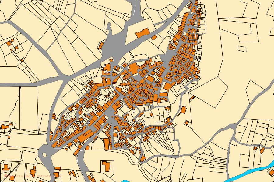 Mappa catastale del centro di Castropignano: particelle e fabbricati, cartografia Agenzia delle Entrate