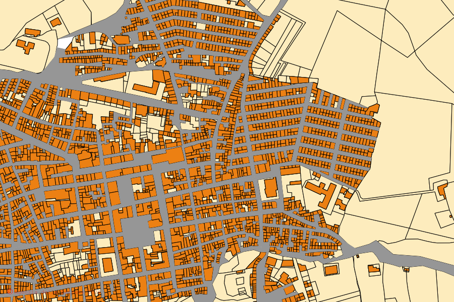 Mappa catastale del centro di Cattolica Eraclea: particelle e fabbricati, cartografia Agenzia delle Entrate