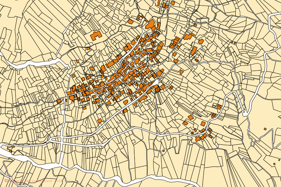 Mappa catastale del centro di Cavargna: particelle e fabbricati, cartografia Agenzia delle Entrate