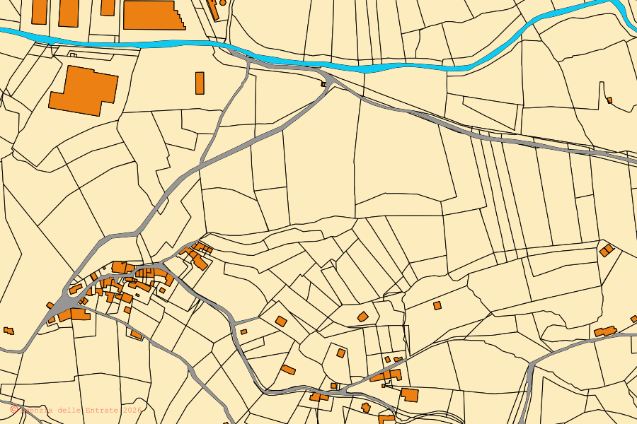 Mappa catastale del centro di Cavaso del Tomba: particelle e fabbricati, cartografia Agenzia delle Entrate