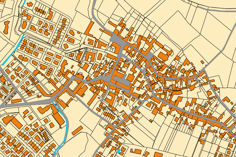 Mappa catastale del centro di Cavenago d'Adda: particelle e fabbricati, cartografia Agenzia delle Entrate