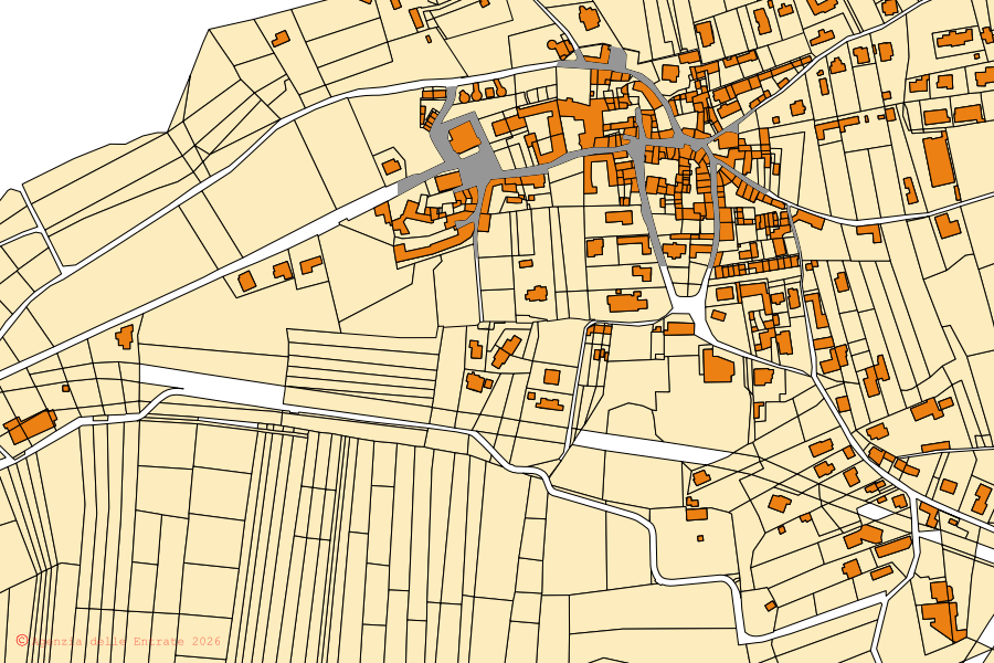 Mappa catastale del centro di Cazzago Brabbia: particelle e fabbricati, cartografia Agenzia delle Entrate
