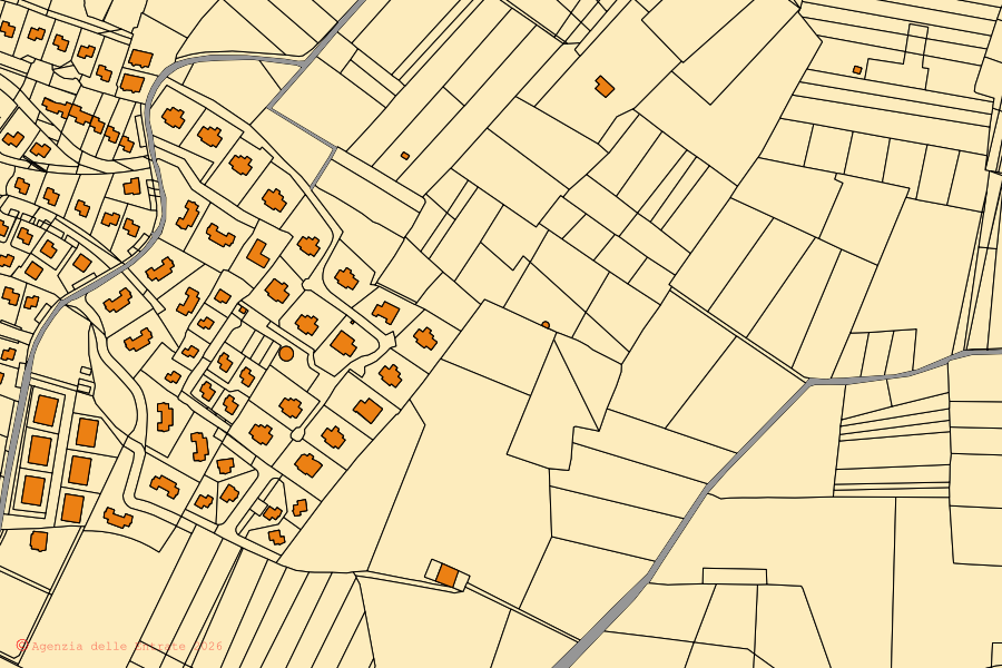 Mappa catastale del centro di Cellamare: particelle e fabbricati, cartografia Agenzia delle Entrate