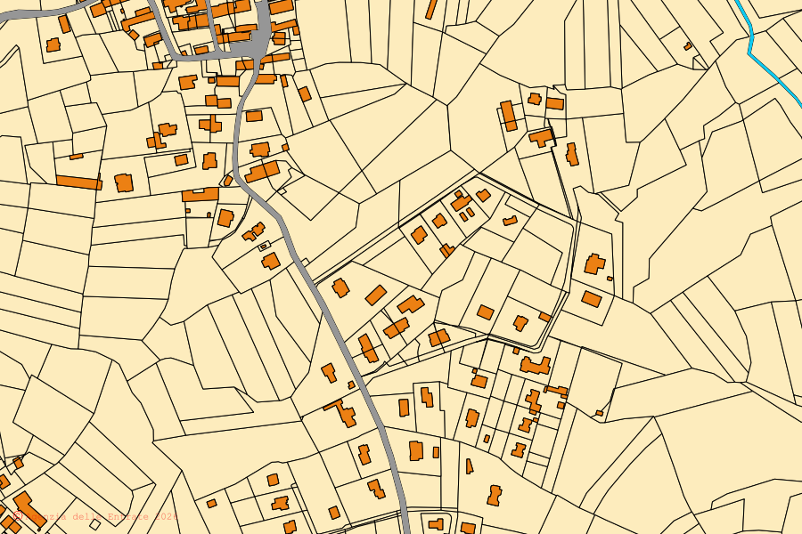 Mappa catastale del centro di Cellarengo: particelle e fabbricati, cartografia Agenzia delle Entrate