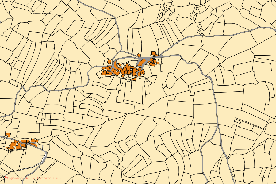 Mappa catastale del centro di Celle di Macra: particelle e fabbricati, cartografia Agenzia delle Entrate