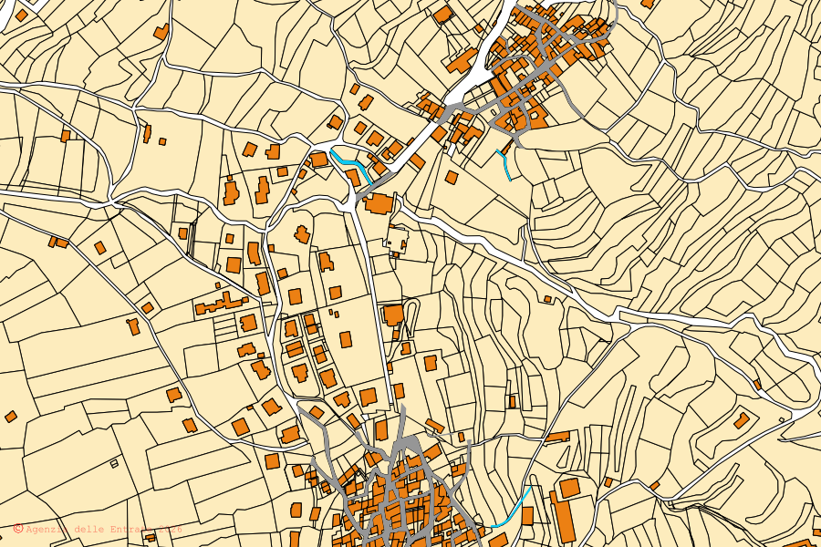 Mappa catastale del centro di Cerano d'Intelvi: particelle e fabbricati, cartografia Agenzia delle Entrate
