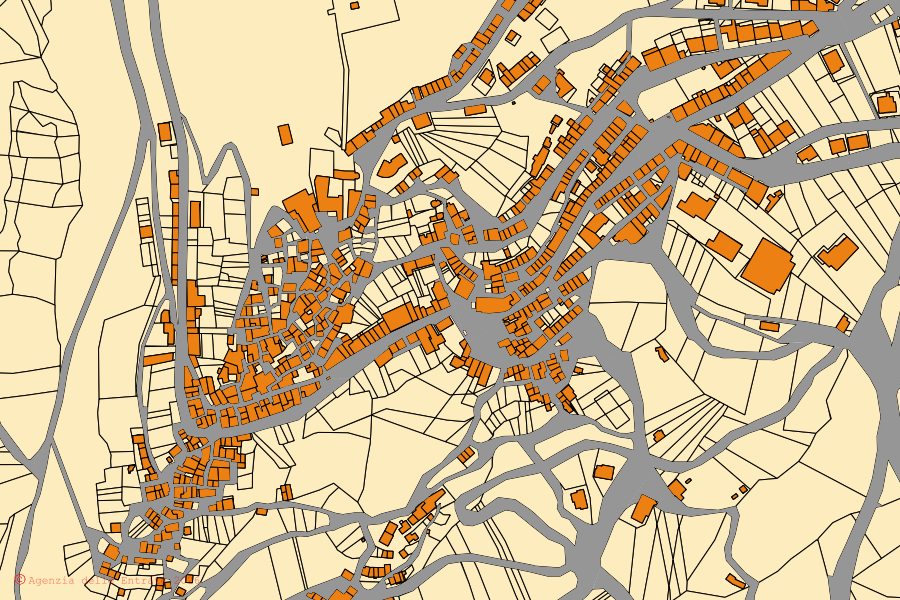 Mappa catastale del centro di Cercemaggiore: particelle e fabbricati, cartografia Agenzia delle Entrate