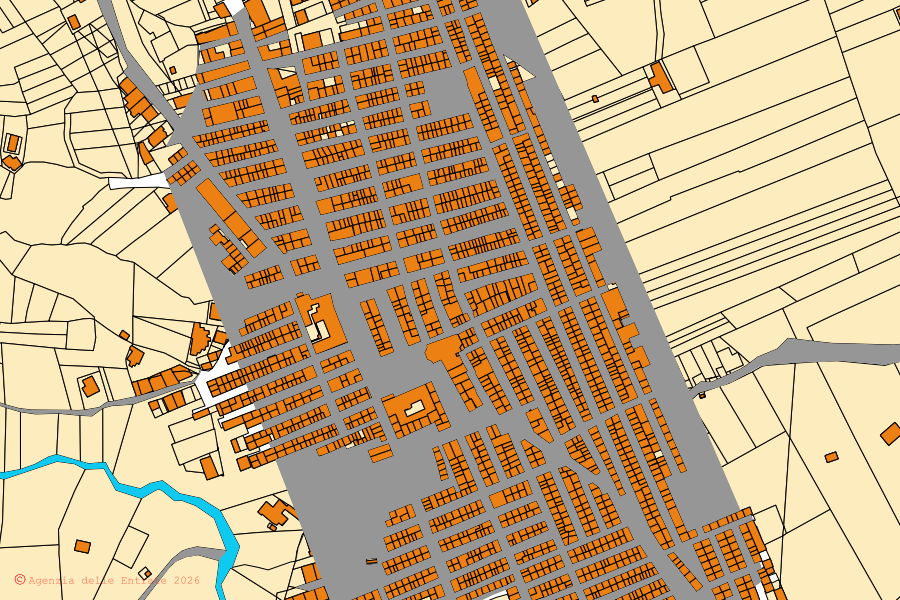 Mappa catastale del centro di Cerda: particelle e fabbricati, cartografia Agenzia delle Entrate