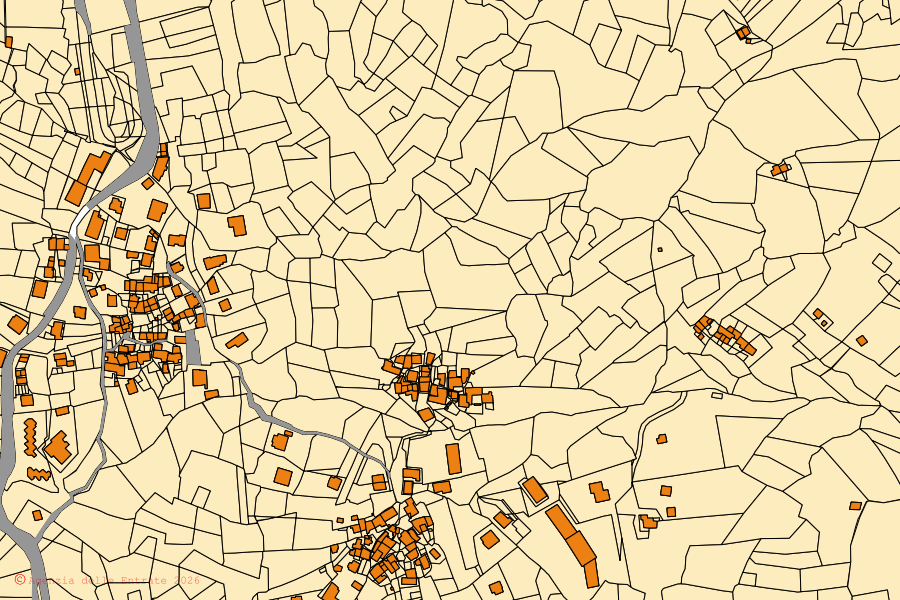Mappa catastale del centro di Ceres: particelle e fabbricati, cartografia Agenzia delle Entrate
