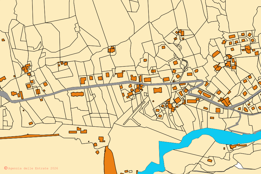 Mappa catastale del centro di Ceresole Reale: particelle e fabbricati, cartografia Agenzia delle Entrate