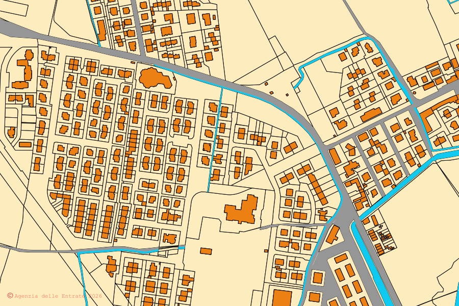 Mappa catastale del centro di Cerro al Lambro: particelle e fabbricati, cartografia Agenzia delle Entrate