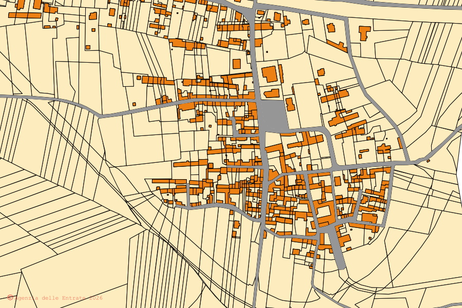 Mappa catastale del centro di Cerro Tanaro: particelle e fabbricati, cartografia Agenzia delle Entrate