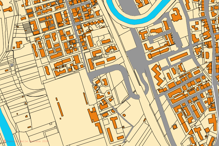 Mappa catastale del centro di Certaldo: particelle e fabbricati, cartografia Agenzia delle Entrate