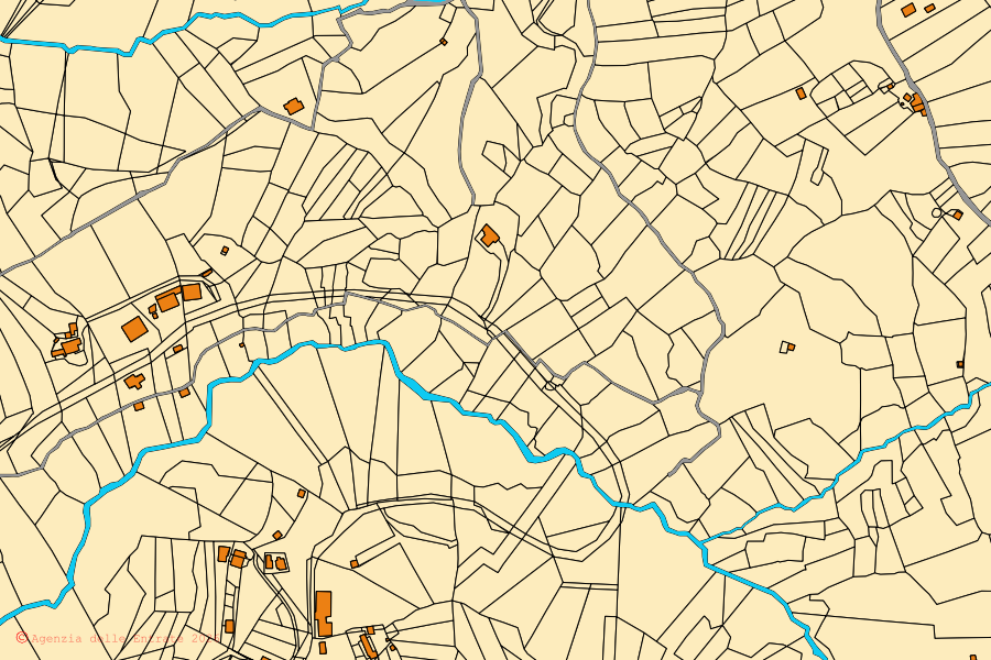 Mappa catastale del centro di Cervara di Roma: particelle e fabbricati, cartografia Agenzia delle Entrate