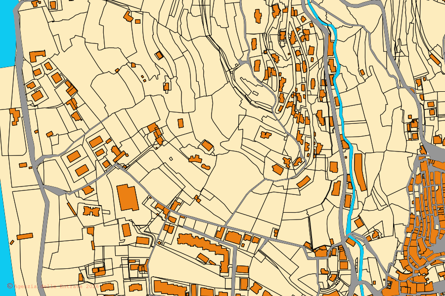 Mappa catastale del centro di Cervo: particelle e fabbricati, cartografia Agenzia delle Entrate