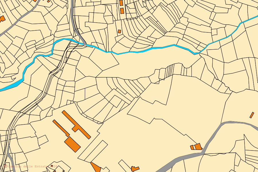 Mappa catastale del centro di Cesana Torinese: particelle e fabbricati, cartografia Agenzia delle Entrate