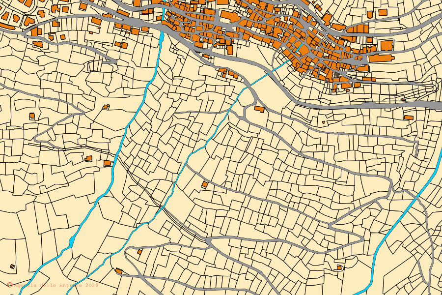 Mappa catastale del centro di Cevo: particelle e fabbricati, cartografia Agenzia delle Entrate