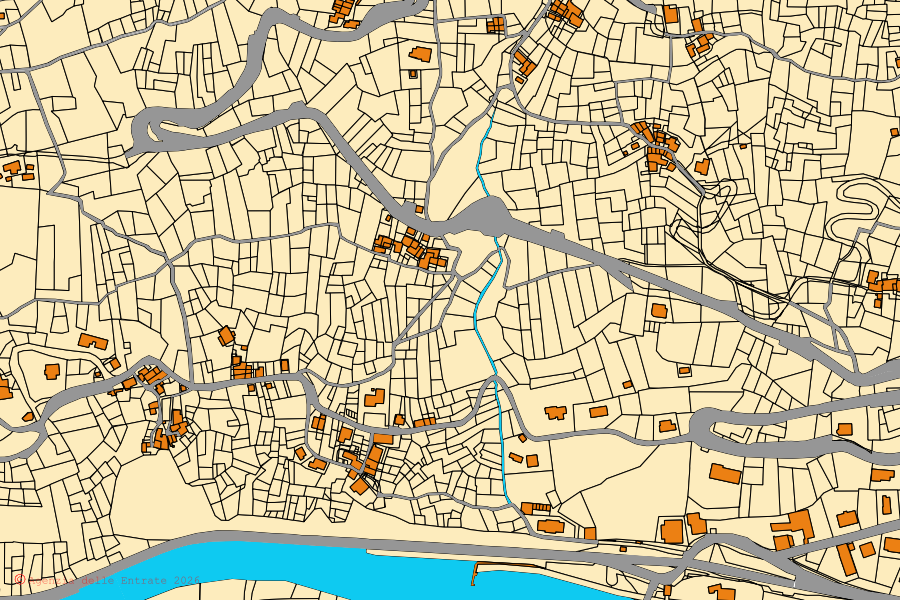 Mappa catastale del centro di Chambave: particelle e fabbricati, cartografia Agenzia delle Entrate