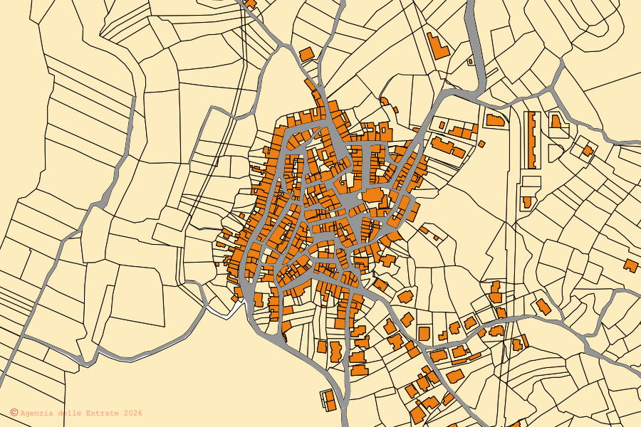 Mappa catastale del centro di Cheremule: particelle e fabbricati, cartografia Agenzia delle Entrate