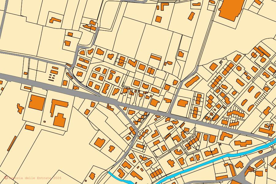 Mappa catastale del centro di Chiarano: particelle e fabbricati, cartografia Agenzia delle Entrate