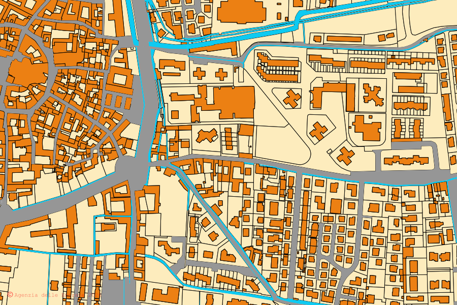 Mappa catastale del centro di Chiari: particelle e fabbricati, cartografia Agenzia delle Entrate
