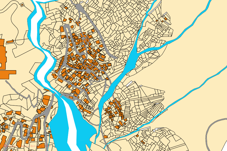 Mappa catastale del centro di Chiesa in Valmalenco: particelle e fabbricati, cartografia Agenzia delle Entrate