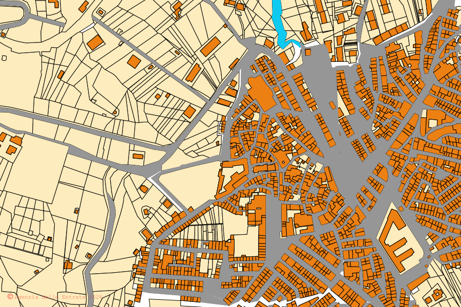 Mappa catastale del centro di Chiusa Sclafani: particelle e fabbricati, cartografia Agenzia delle Entrate
