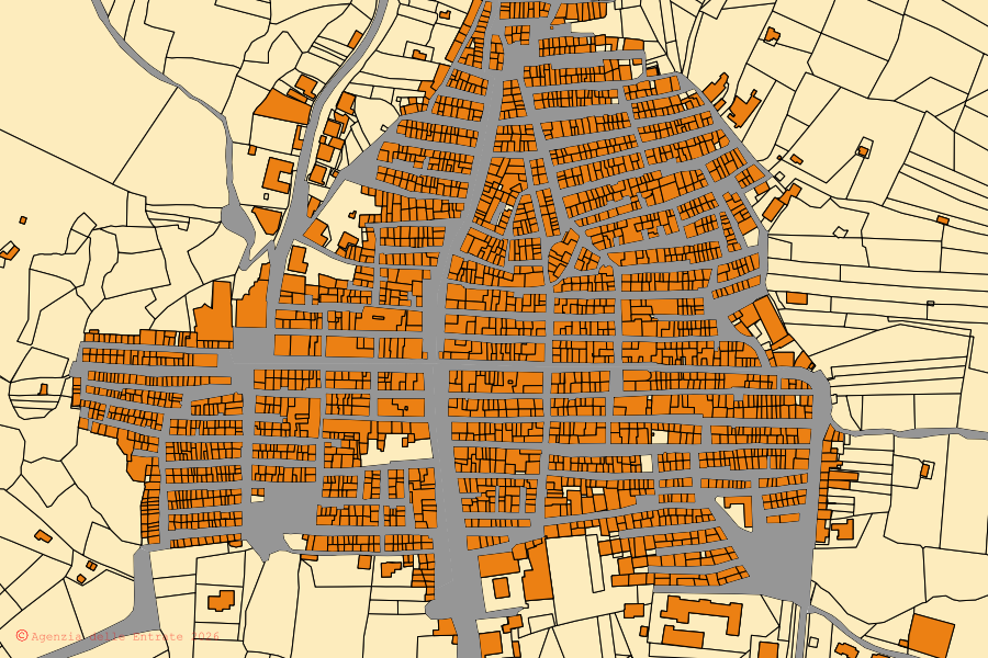 Mappa catastale del centro di Cianciana: particelle e fabbricati, cartografia Agenzia delle Entrate