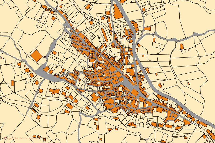 Mappa catastale del centro di Cicala: particelle e fabbricati, cartografia Agenzia delle Entrate
