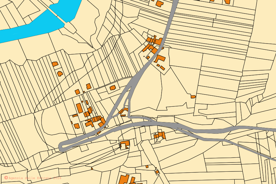 Mappa catastale del centro di Cigliè: particelle e fabbricati, cartografia Agenzia delle Entrate