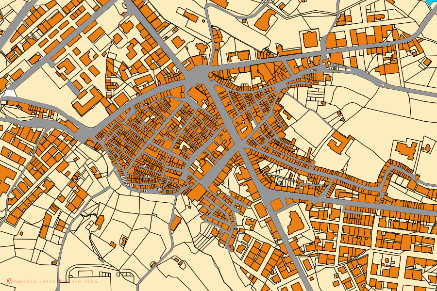 Mappa catastale del centro di Cinquefrondi: particelle e fabbricati, cartografia Agenzia delle Entrate