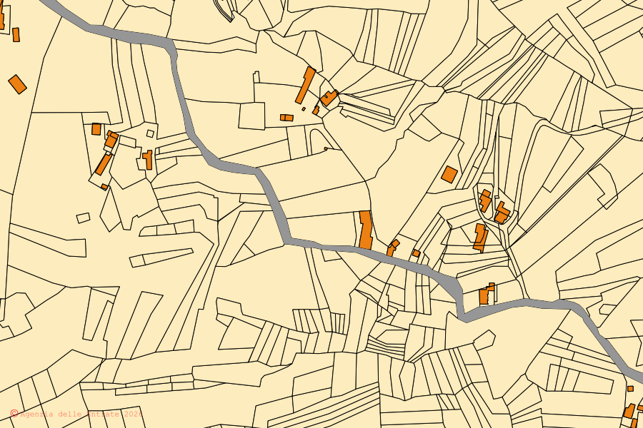 Mappa catastale del centro di Circello: particelle e fabbricati, cartografia Agenzia delle Entrate