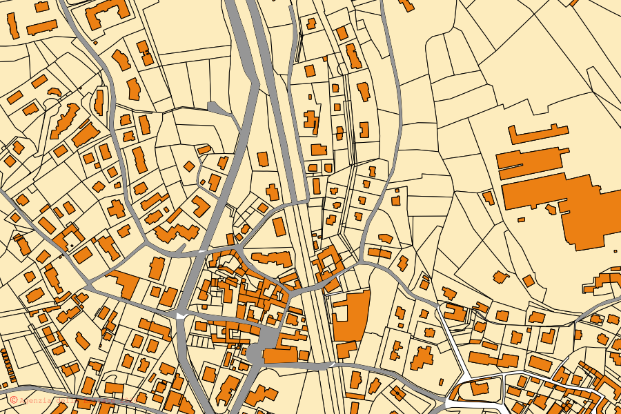 Mappa catastale del centro di Cisano Bergamasco: particelle e fabbricati, cartografia Agenzia delle Entrate