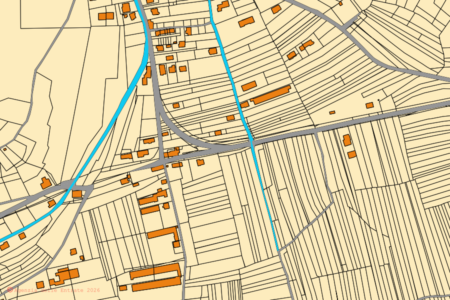 Mappa catastale del centro di Cison di Valmarino: particelle e fabbricati, cartografia Agenzia delle Entrate