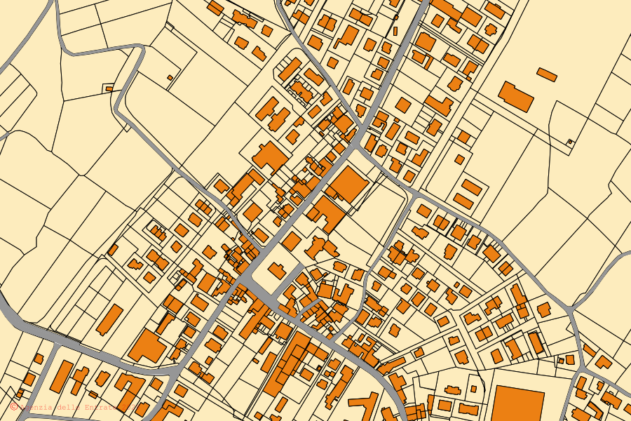 Mappa catastale del centro di Citerna: particelle e fabbricati, cartografia Agenzia delle Entrate