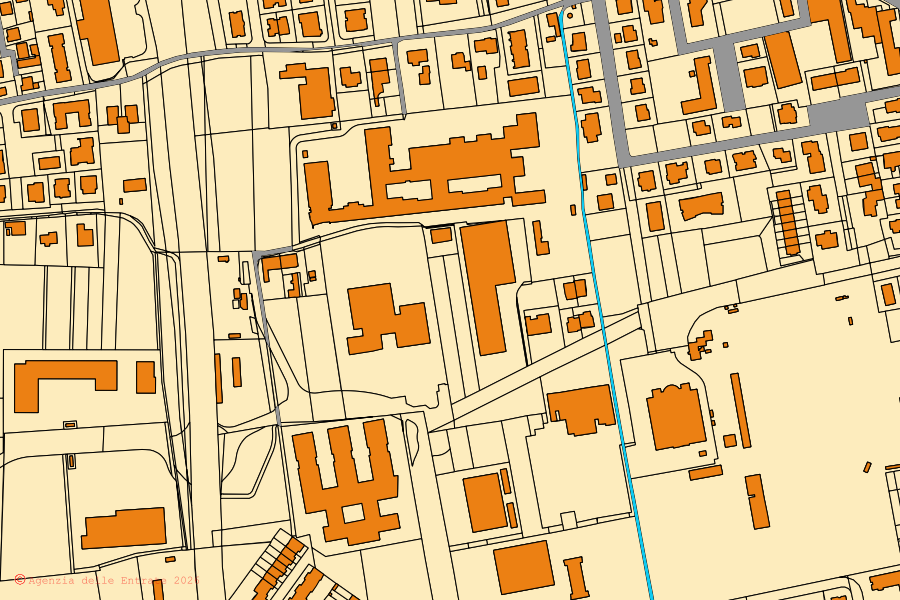 Mappa catastale del centro di Cittadella: particelle e fabbricati, cartografia Agenzia delle Entrate