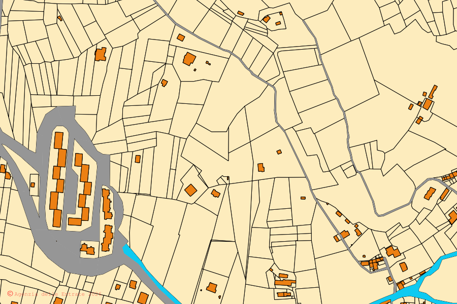 Mappa catastale del centro di Cittaducale: particelle e fabbricati, cartografia Agenzia delle Entrate